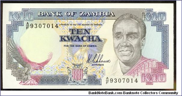 Zambia 10 Kwacha 1989 P31. Banknote