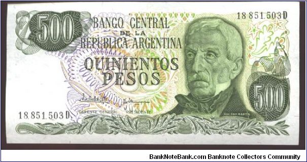 Like #292

Green on multicolour underprint. Army monument at Mendoza at center on back. SERIE A-D 4 signature varieties.

Watermark: Arms. Coloured threadin paper. Banknote