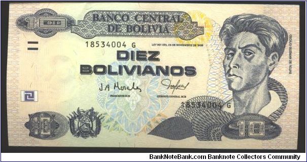 Like #223 218 216 210 204

Blue-black on multicolour underprint. Cecoillo Guzman de Rojas at right, arms at lower left. Figures overlooking city view on back.

Narrow secruity thread.

Series G Banknote