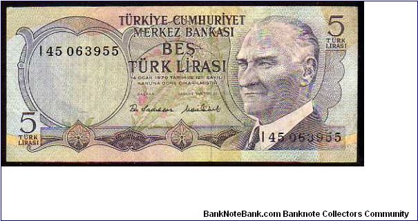 5 Turk Lirasi
Pk 185
----------------
L.1970
---------------- Banknote