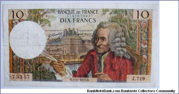 10 francs 1970 Banknote