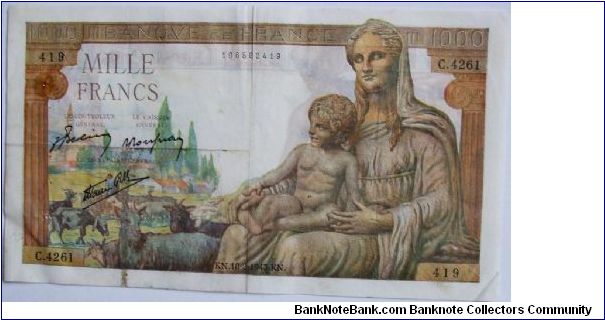 1000 francs Demeter Banknote
