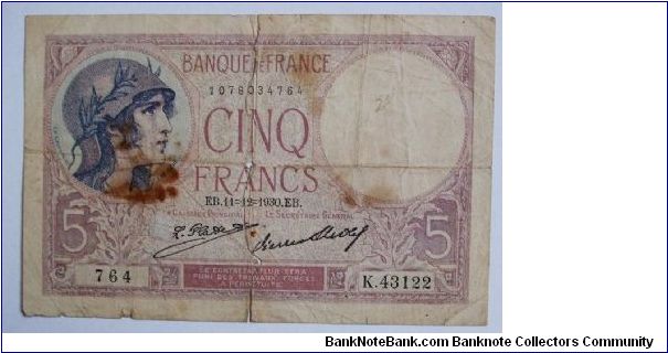 5 francs Banknote