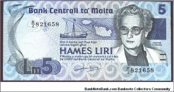 Banknote from Malta year 1986