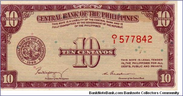 10 Centavos Banknote