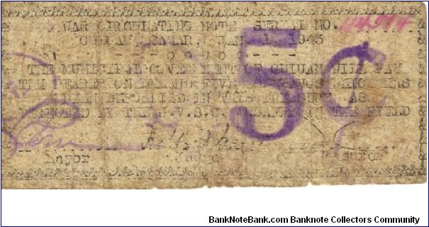 SMR-351 Samar Province 5 centavos note on Voter's Affidavit form. Banknote