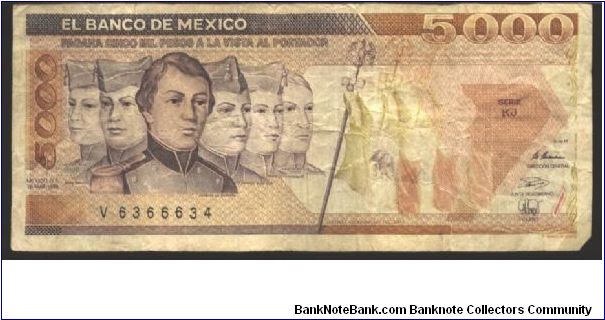 Purple and brown-orange on multicolour underprint. Similar to #87 but design continued over watermark area. Withour watermark. Light tan paper.

Without SATANA 28.3.1989 Banknote