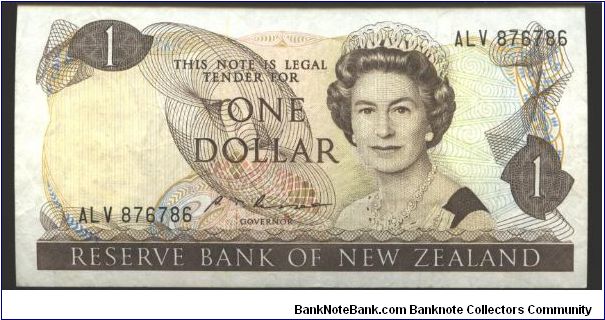 Dark borwn on multicolour underprint. Back similar to #63.

Signature S. T. Russell with title: GOVERNOR. (1985-1989). Banknote