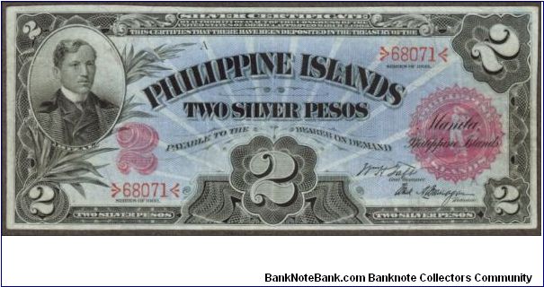 p25a 1903 2 Peso Silver Certificate Banknote