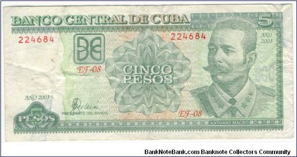 Cuba 2003 5 Pesos Banknote