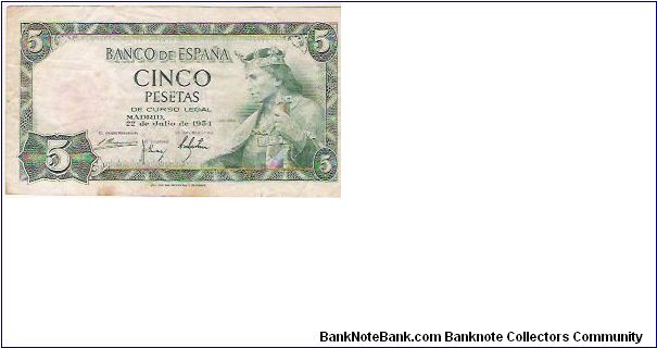 CINCO PESETAS Banknote