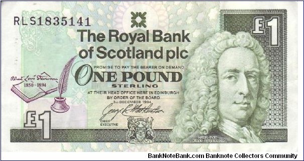 Royal Bank of Scotland special 'Robert Louis Stevenson' pound note Banknote