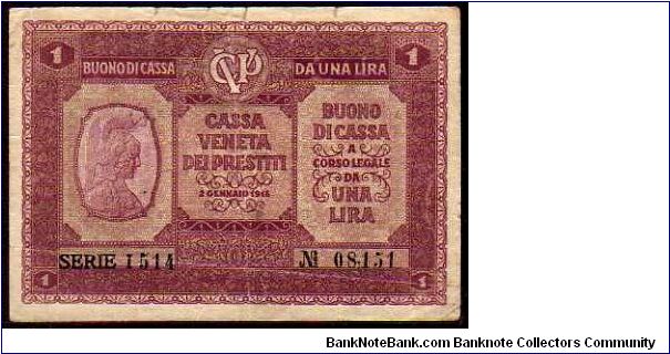 1 Lira
Pk M4

(Austrian Occupation of the Veneto) Banknote