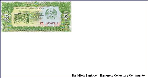 5 KIP
CA 1650314

P # 26 Banknote