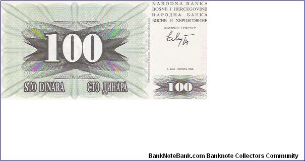 Banknote from Bosnia year 1992