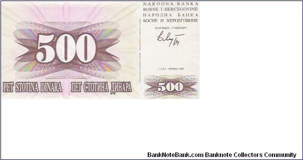 Banknote from Bosnia year 1992