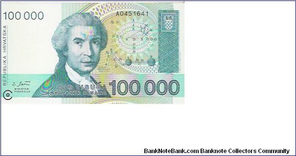 100000 DINARA
A0451641

P # 27 Banknote