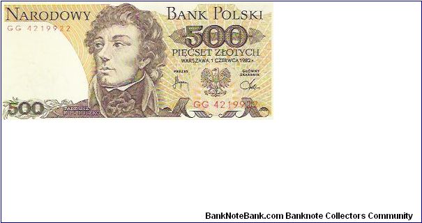 500 ZLOTYCH
GG 4219922

P # 145D Banknote