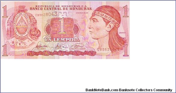 1 LEMPIRA
CW8628043

P # 84 Banknote