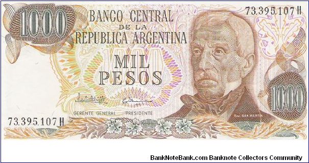 1976-1982 SERIE A_I

1000 PESOS
73.395.107H

P # 304C Banknote
