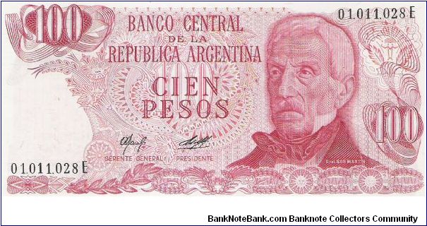 1976-1978 E SERIE

100 PESOS
01.011.028E

P # 302B Banknote