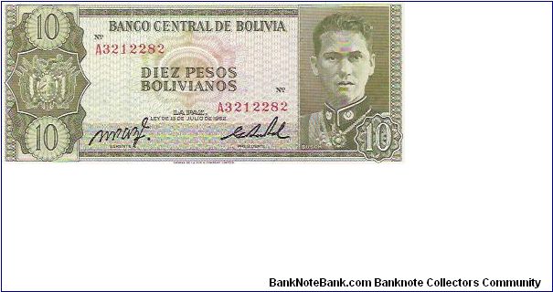 10 PESOS BOLIVIANOS
A3212282

P # 154 Banknote