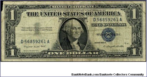 Series 1957A $1 Silver Certificate.  Serial: D56859261A Banknote