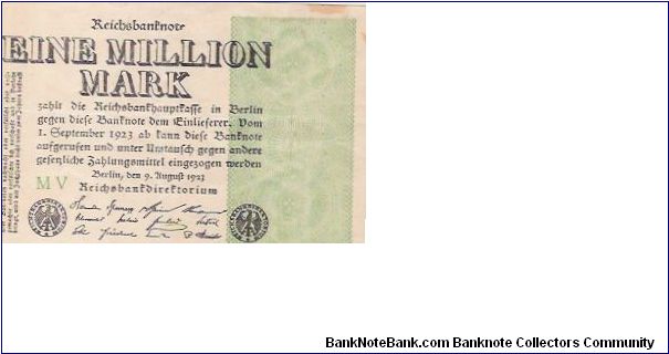 EINE MILLION MARK

REICHSBANKNOTE Banknote