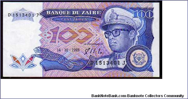 *ZAIRE*
_________________

100 Zaires
Pk 33a
----------------- Banknote