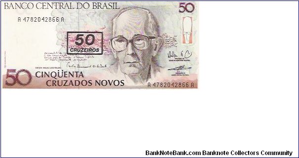 50 CRUZADOS NOVOS

SERIES 3359-5338

A 4782042866 A

P # 223 Banknote