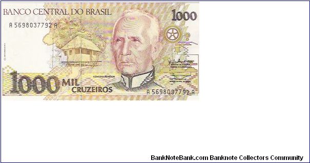 1000 CRUZEIROS

SERIES 1-0210

A 5698037792 A

P # 231B Banknote