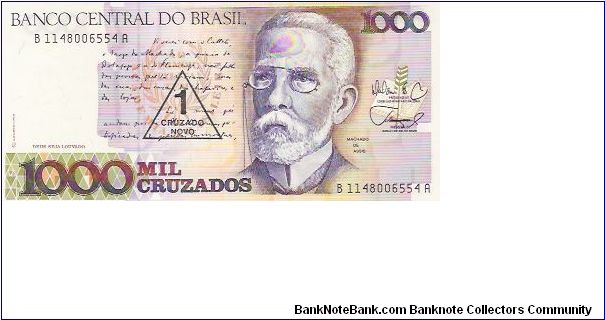 1000 CRUZADOS

SERIES 1-1617

B 1148006554 A

P # 216B Banknote