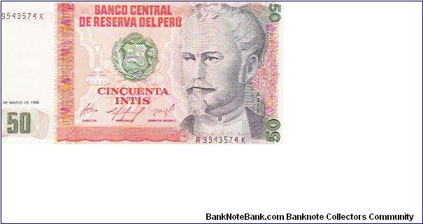 50 INTIS

A 9943574 K

P # 131A Banknote
