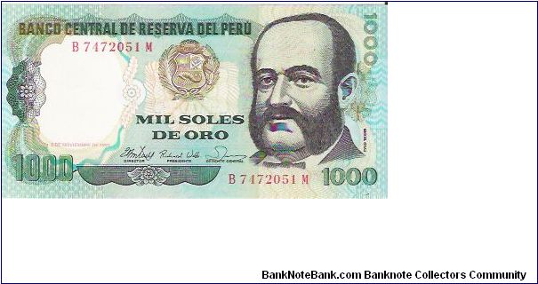 1000 SOLES DE ORO

B 7472051 M

P # 122 Banknote