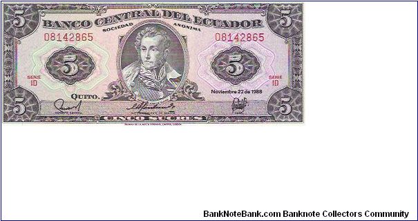 SERIE 10

CINCO SUCRES

08142865

P # 113D Banknote