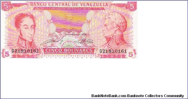 5 BOLIVARES

G21810161

P # 70B Banknote