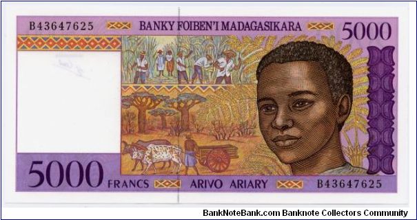 5000 Francs
Genuine cotton fiber note Banknote