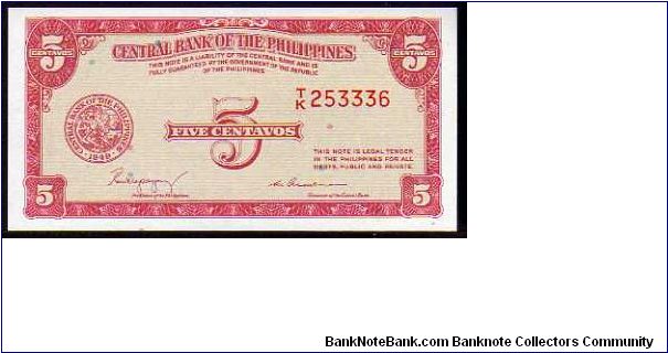 5 Centavos
Pk 126 Banknote