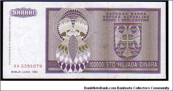 Banknote from Bosnia year 1993