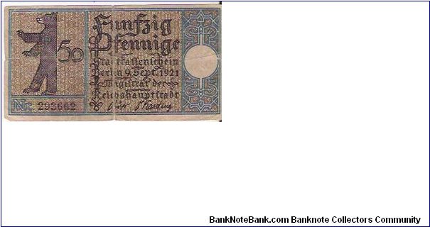 50 PFENNNIGE

Nr.293662 Banknote