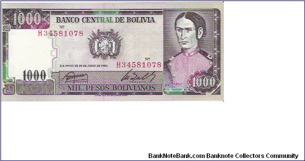 1000 BOLIVIANOS

H34581078 Banknote