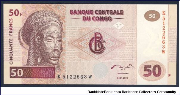 Congo 50 Francs 2000 P91. Banknote