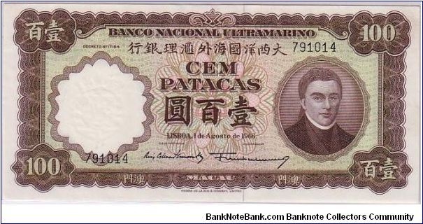MACAU
--$100 -
JUST RARE IN UNC AND ONLY SHOWS UP ONCE IN A LIFE TIME....! Banknote