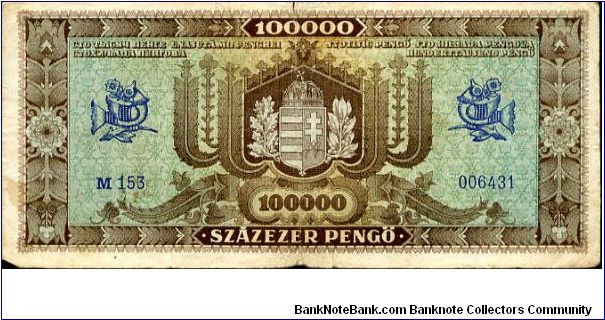 Banknote from Hungary year 1945