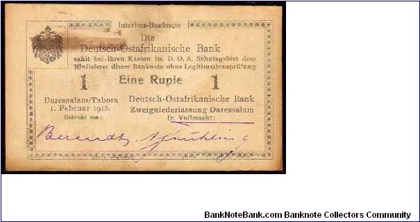 (German East Africa-Tanganyka)

1 Rupee
Pk 19

Series -E3- Banknote