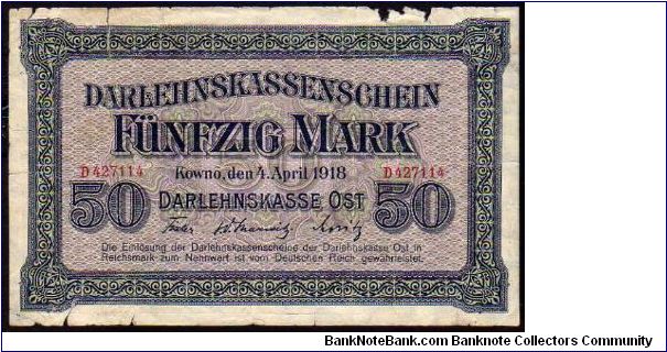 50 Mark
Pk r132
----------------
Occupation of Lithuania
---------------- Banknote