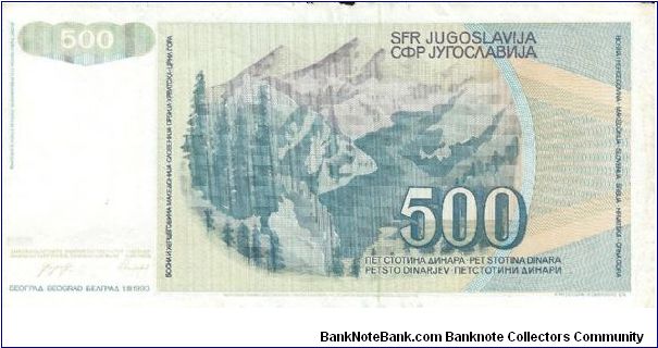 Banknote from Yugoslavia year 1990