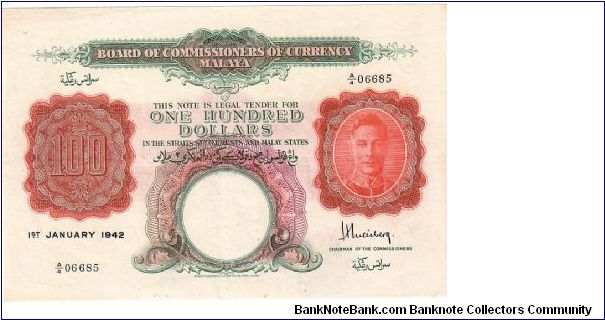 MALAYA
  $100 KG VI Banknote