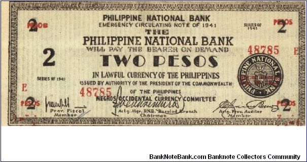S-625a RARE Negros Occidental 2 Pesos note in series, 5 of 20. Banknote
