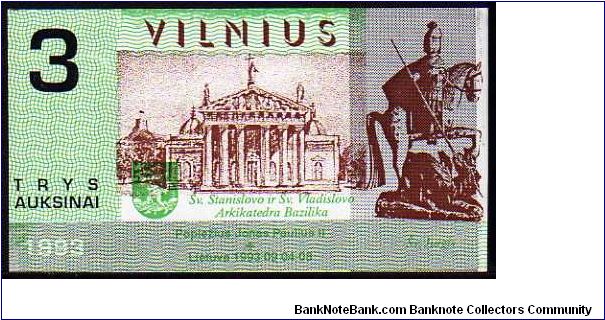 3 Auksinai
Pk NL

(Papal Visit - 
Souvenir Banknote) Banknote
